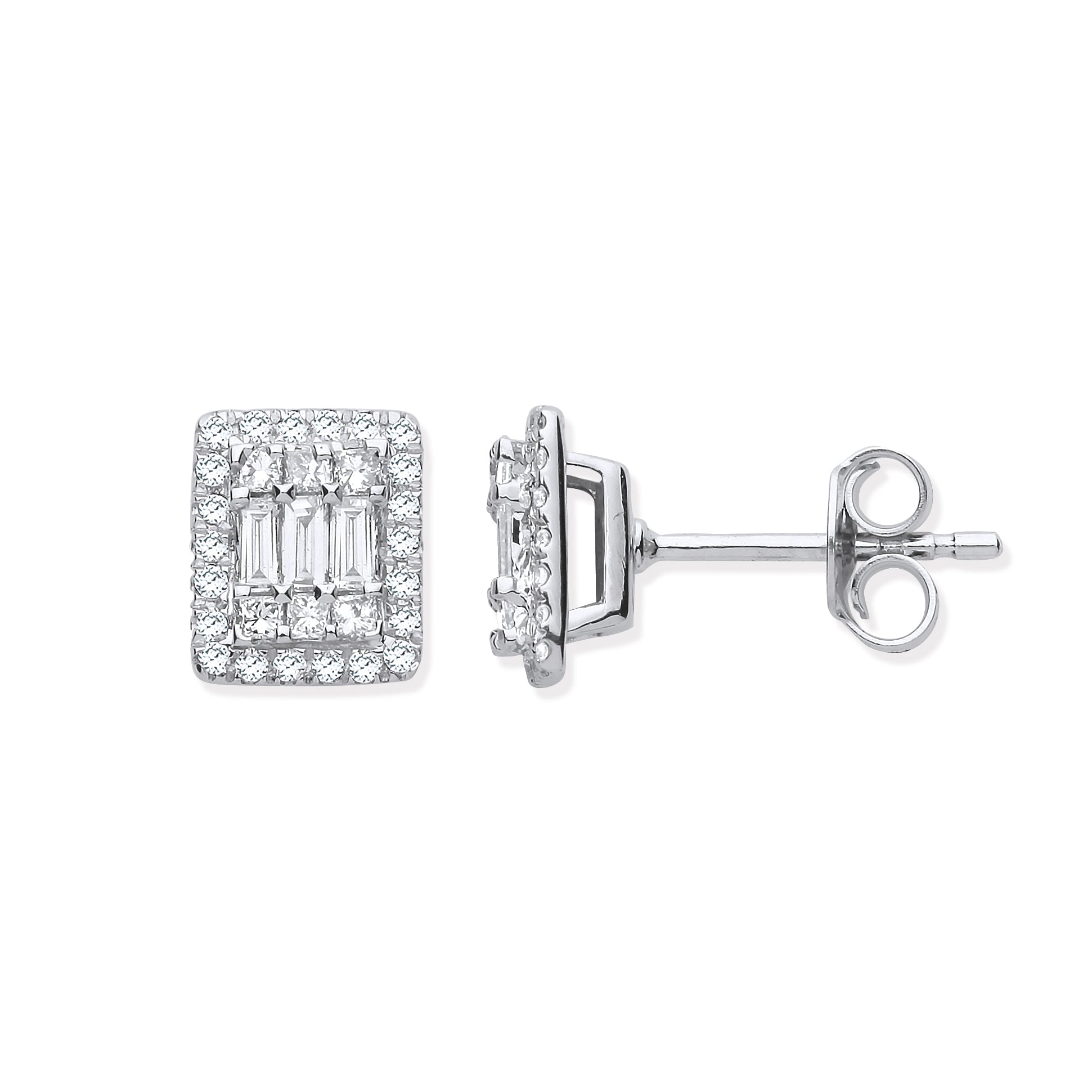 18ct WG Rectangular Studs Set with 0.50ctw Diamonds - Precise Jewellers