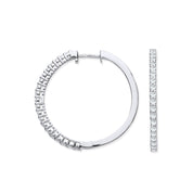 18ct White Gold 0.70ct Claw Set Diamond Hinged Hoop Earrings - Precise Jewellers