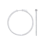 18ct White Gold 1.1ctw Claw Set Hoop Earrings - Precise Jewellers