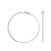 18ct White Gold 1.1ctw Claw Set Hoop Earrings - Precise Jewellers