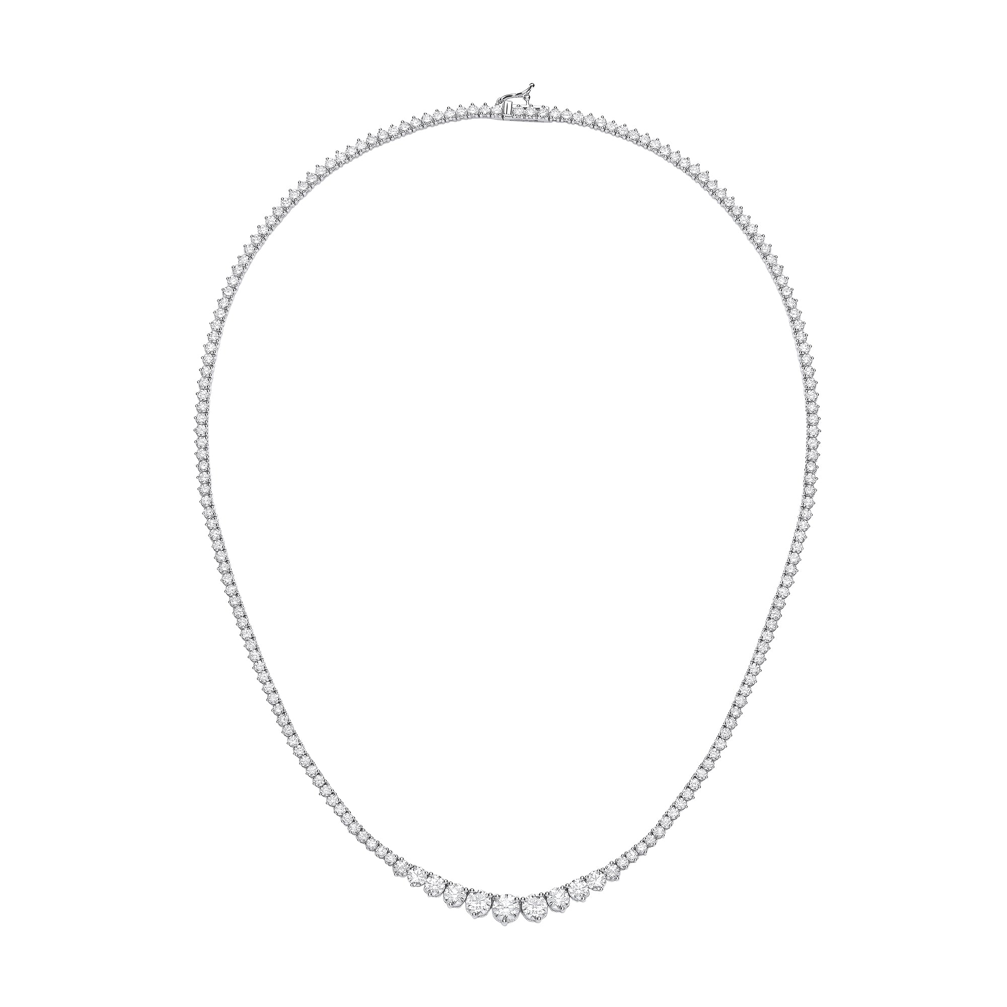 18ct White Gold Graduated 10.00ct 17 Inch Necklace - Precise Jewellers