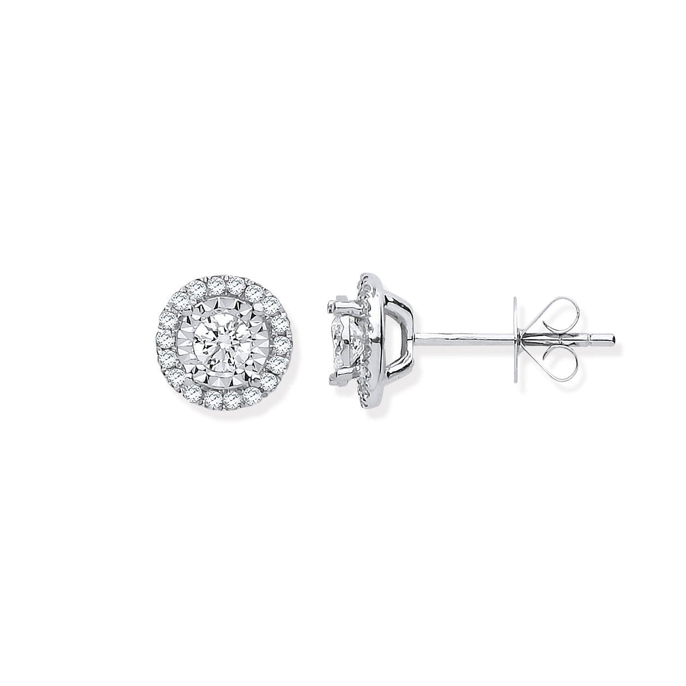 18ct White Gold Halo 0.50ctw Diamond Studs - Precise Jewellers