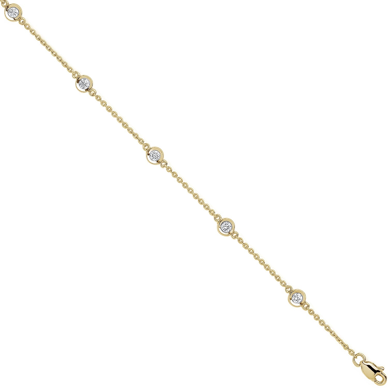 18ct Yellow Gold 0.40ct Diamond by the yard Rubover Bracelet - Precise Jewellers
