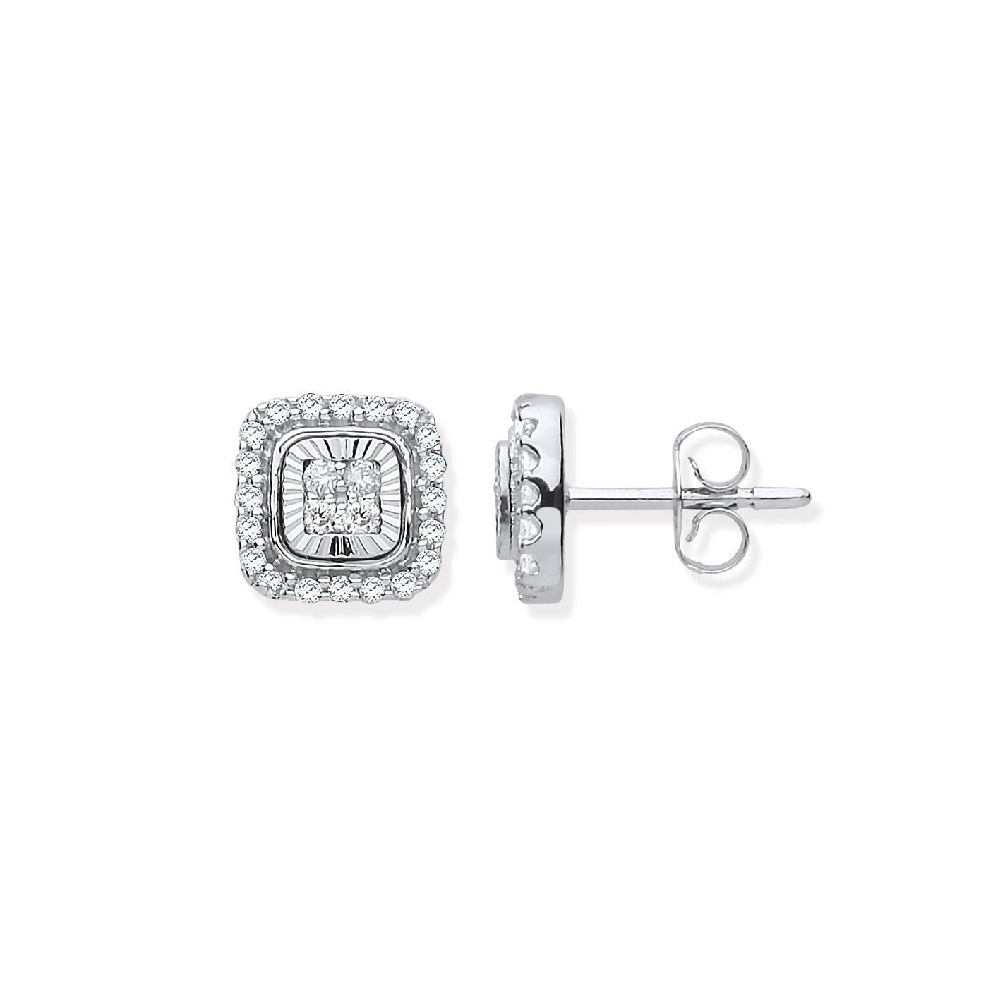 9ct Diamond Milled Bezel 0.33ctw Diamond Earrings - Precise Jewellers