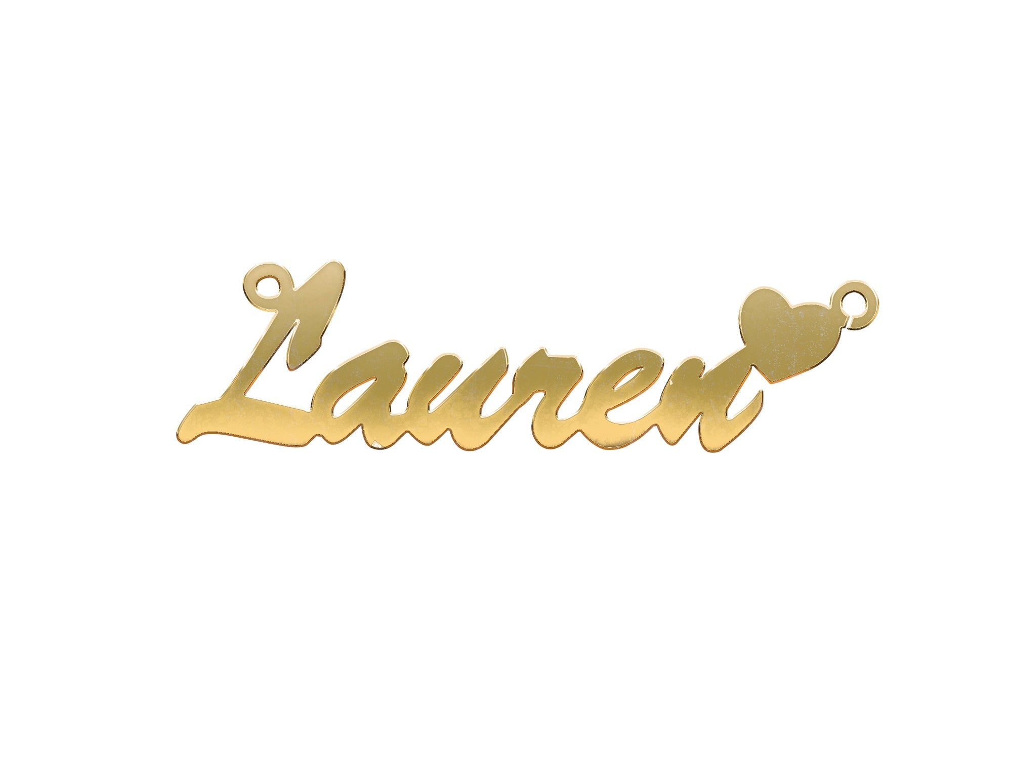 9ct Gold Script Heart Nameplate - Add Colours Variations - Precise Jewellers