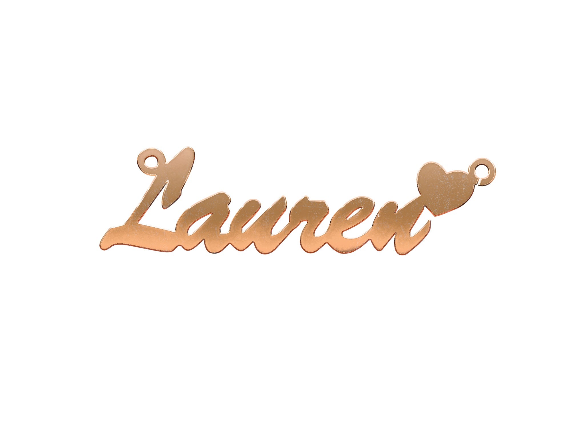 9ct Gold Script Heart Nameplate - Add Colours Variations - Precise Jewellers