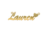 9ct Gold Script Heart Nameplate - Add Colours Variations - Precise Jewellers