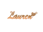 9ct Gold Script Heart Nameplate - Add Colours Variations - Precise Jewellers