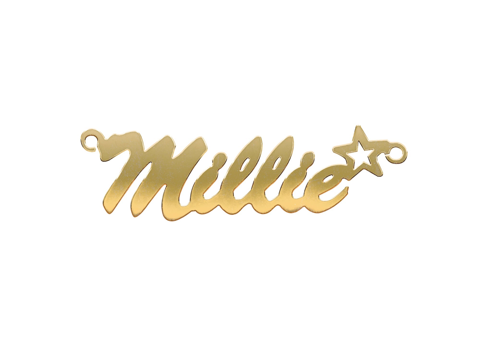 9ct Gold Script Star Nameplate - Add Colours Variations - Precise Jewellers