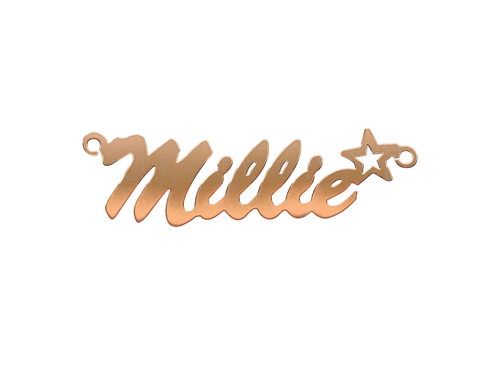 9ct Gold Script Star Nameplate - Add Colours Variations - Precise Jewellers