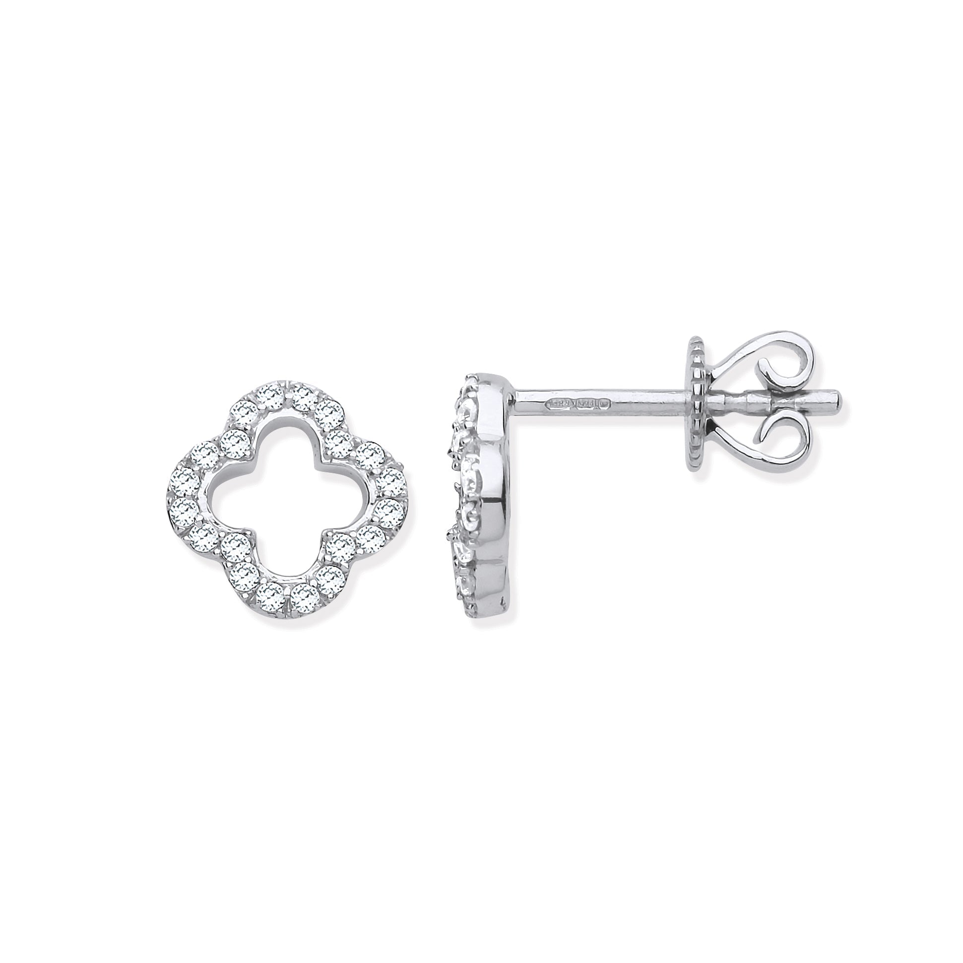 9ct WG 0.19ctw Four - Leaf clover Diamond Studs - Precise Jewellers