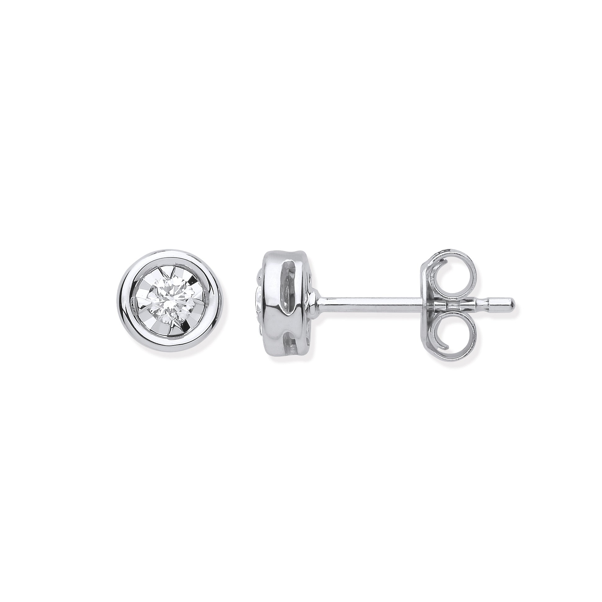 9ct WG Rub - Over Illusion Set 0.10ctw Diamond Studs - Precise Jewellers