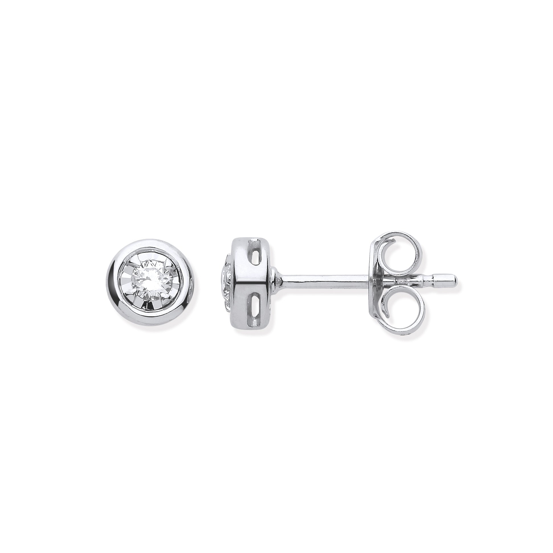 9ct WG Rub - Over Illusion Set 0.10ctw Diamond Studs - Precise Jewellers