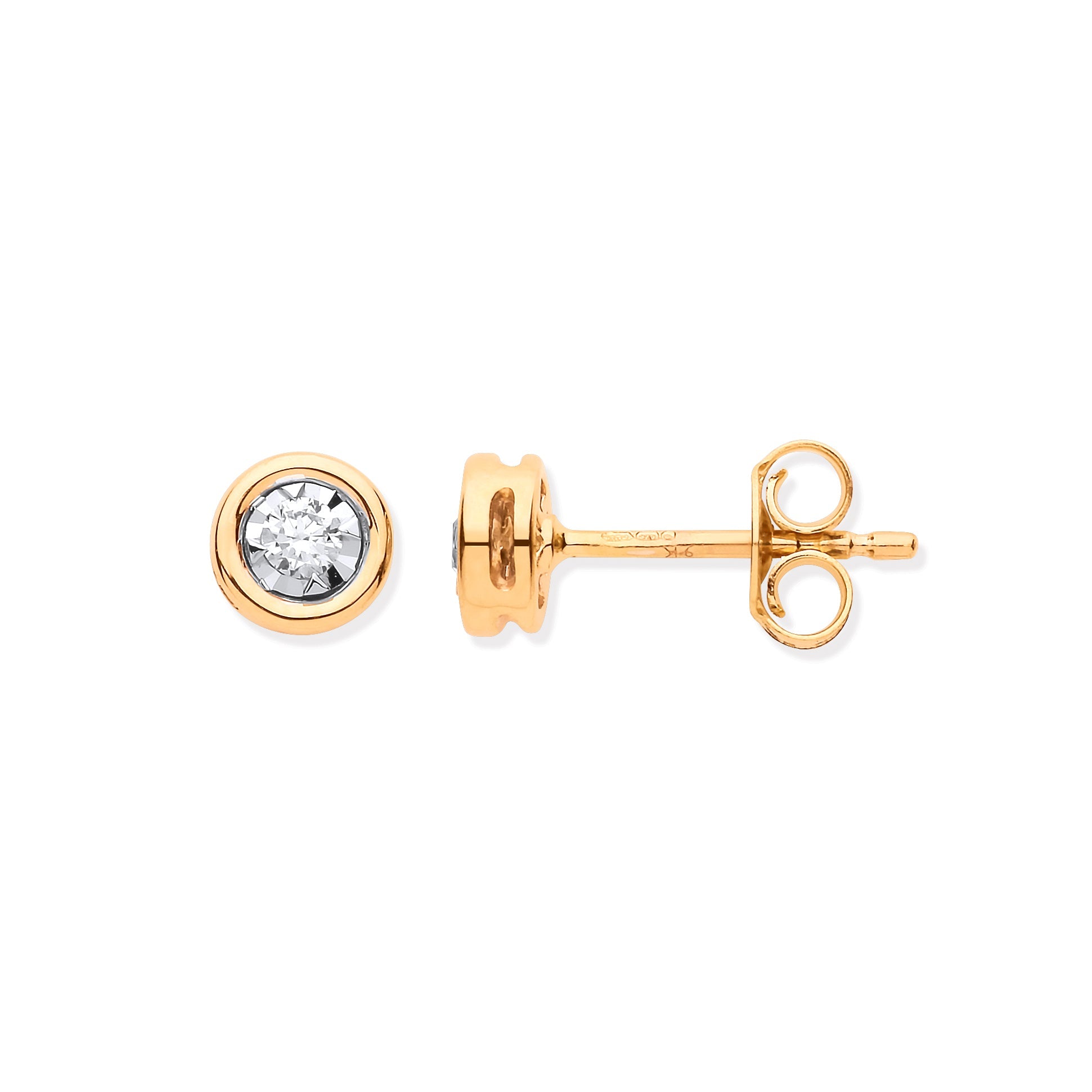 9ct WG Rub - Over Illusion Set 0.10ctw Diamond Studs - Precise Jewellers