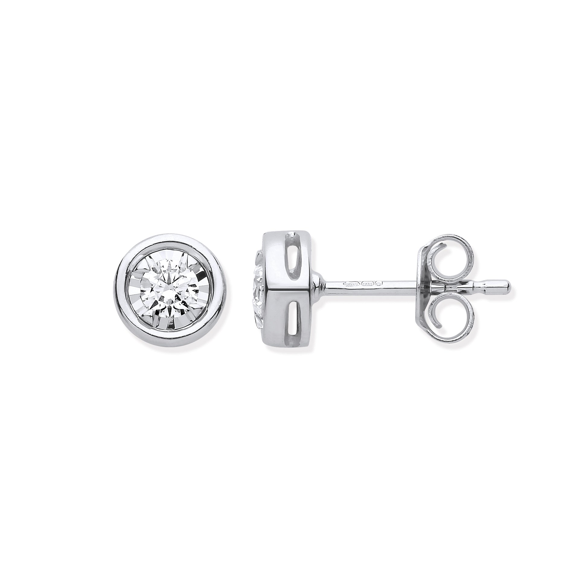 9ct WG Rub - Over Illusion Set 0.25ctw Diamond Studs - Precise Jewellers