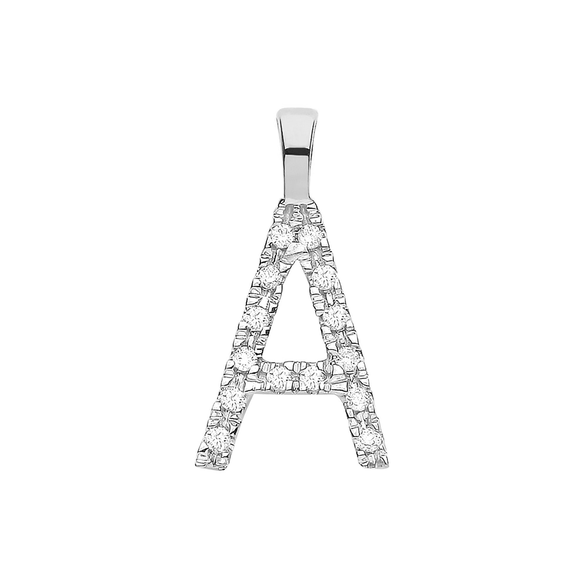 9ct White Gold 0.05ct Diamond A Initial - Precise Jewellers
