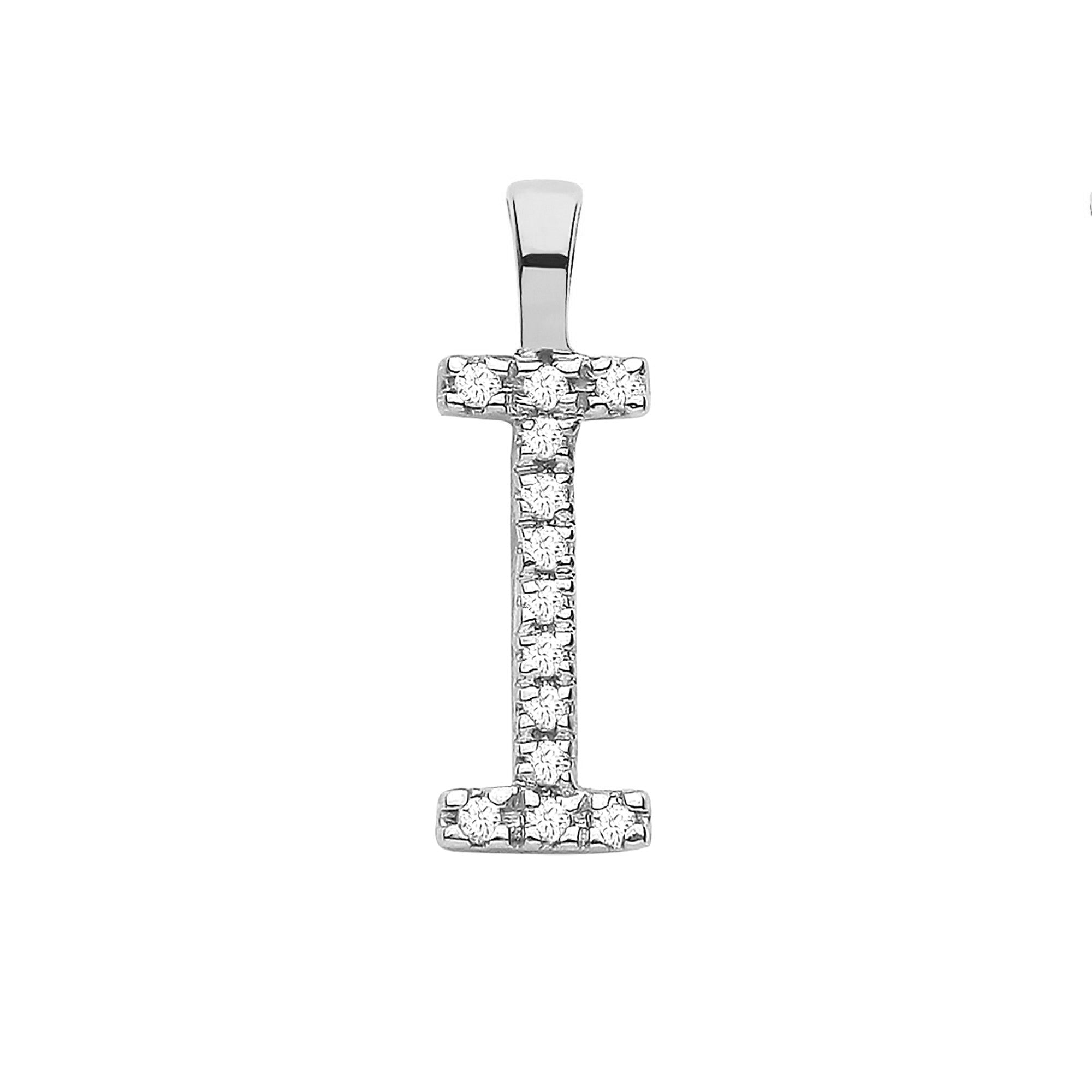 9ct White Gold 0.05ct Diamond I Initial - Precise Jewellers