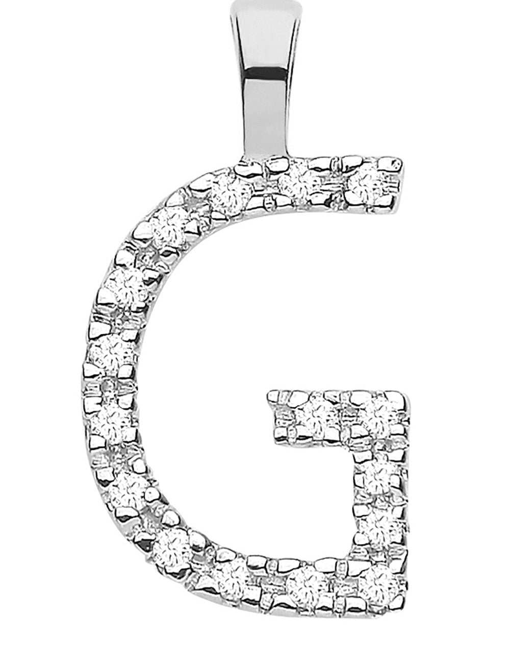 9ct White Gold 0.06ct Diamond G Initial - Precise Jewellers