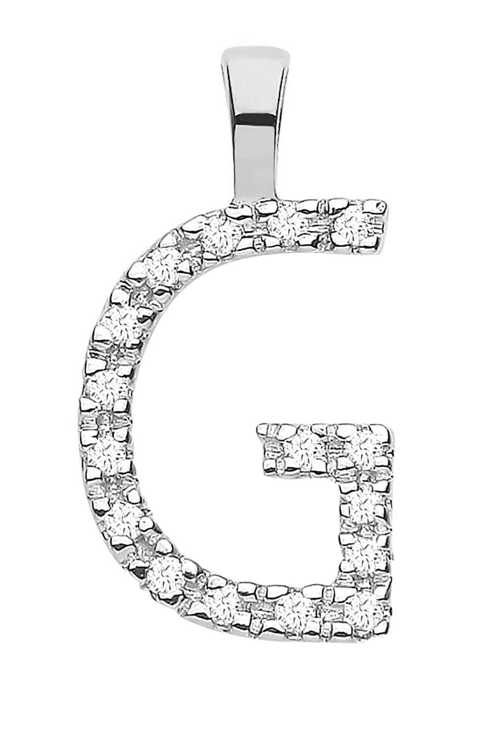 9ct White Gold 0.06ct Diamond G Initial - Precise Jewellers