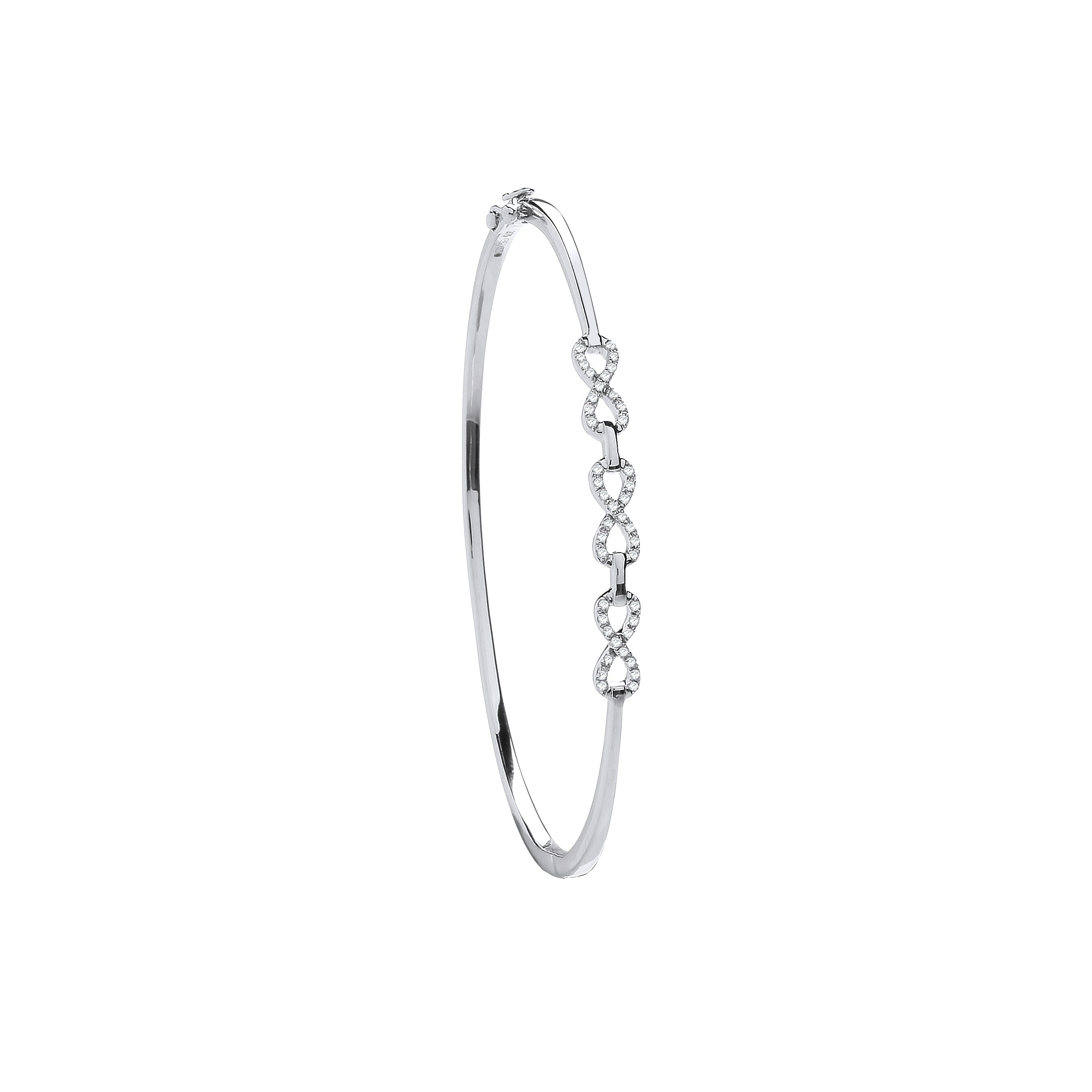 9ct White Gold 0.15ctw Small Infinity Diamond Bangle - Precise Jewellers