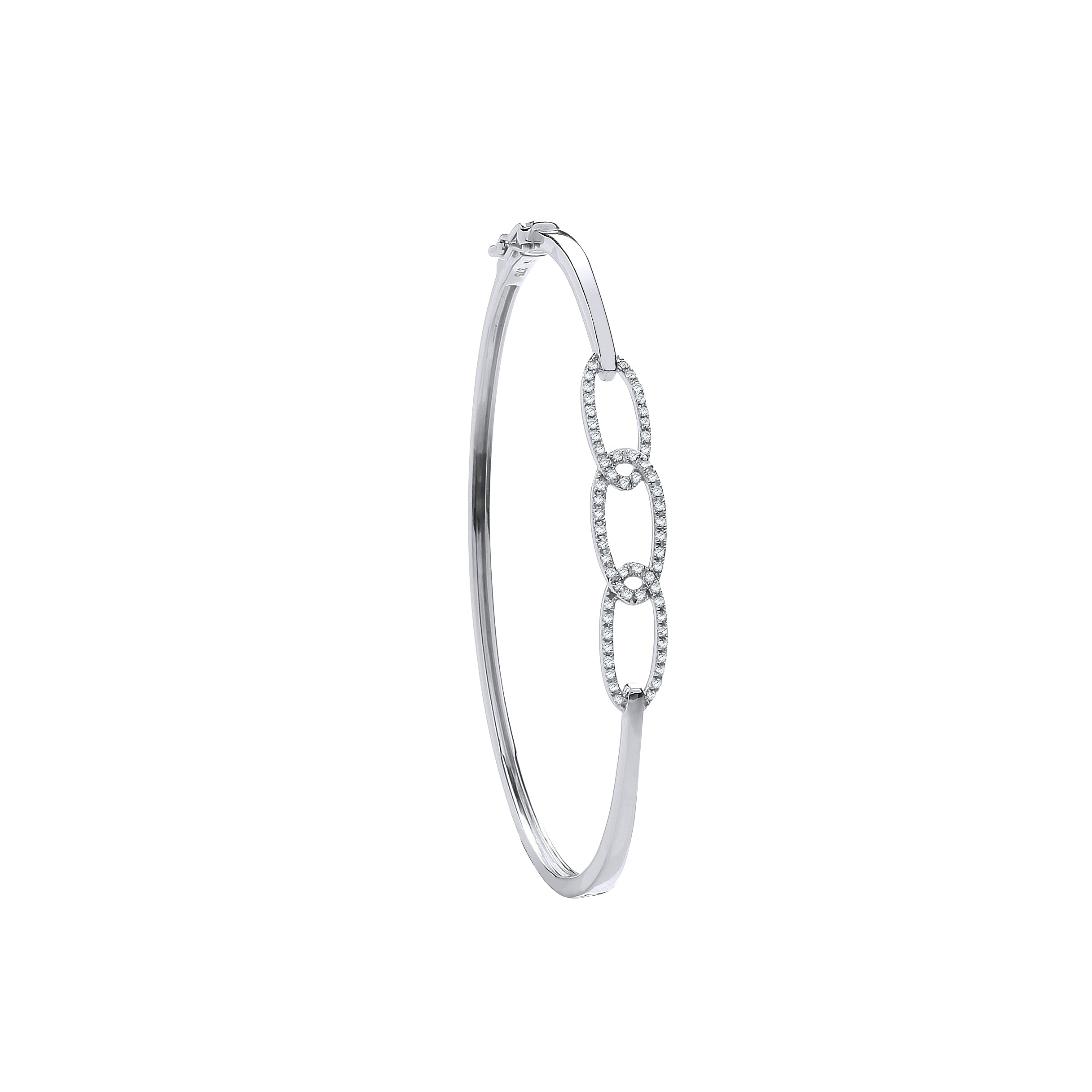 9ct White Gold 0.20ctw Chain Link Diamond Bangle - Precise Jewellers