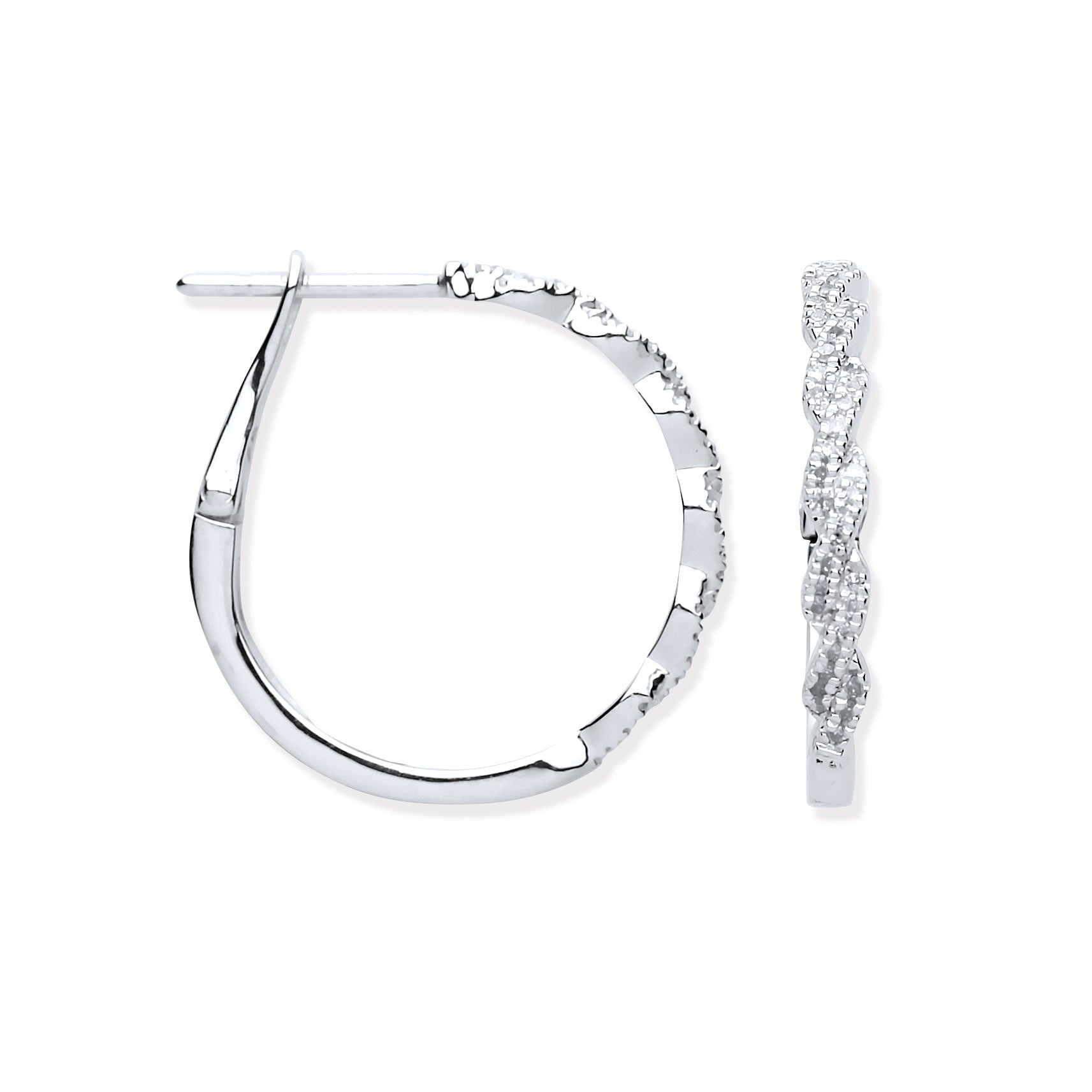 9ct White Gold 0.20ctw Twist Hoop Earrings - Precise Jewellers