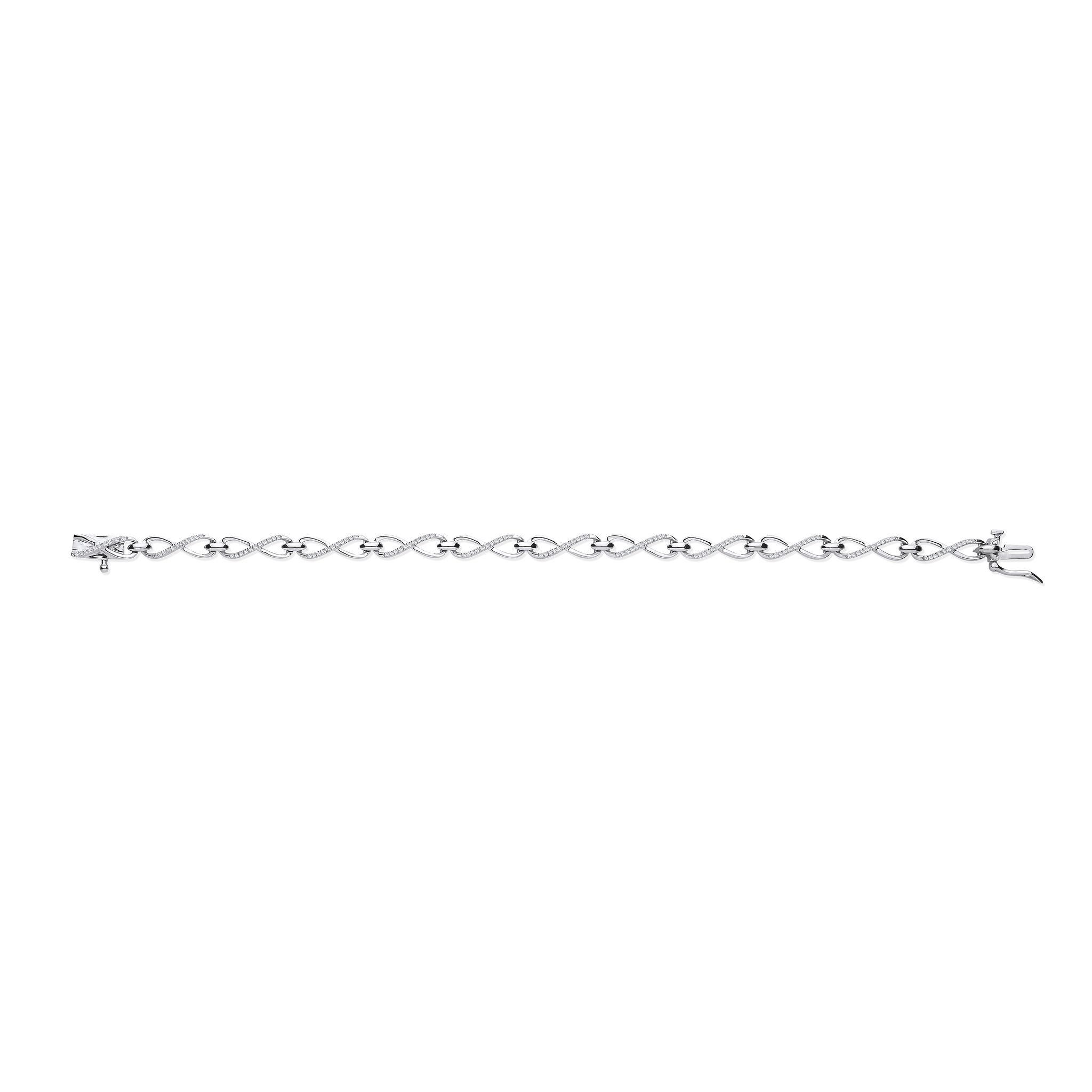 9ct White Gold 0.25ct Diamond Infinity Link Bracelet - Precise Jewellers