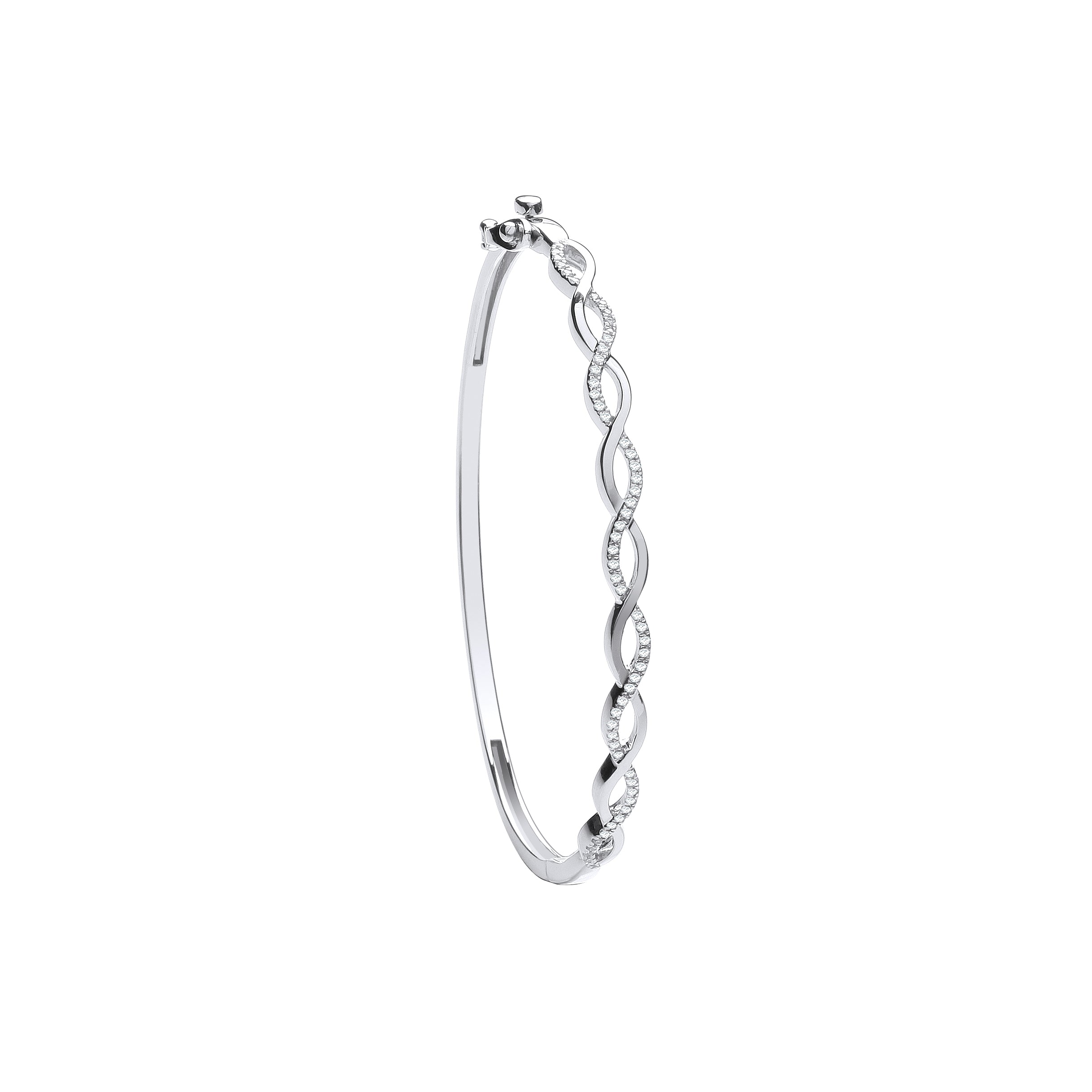 9ct White Gold Entwined 0.33ctw Diamond Bangle - Precise Jewellers