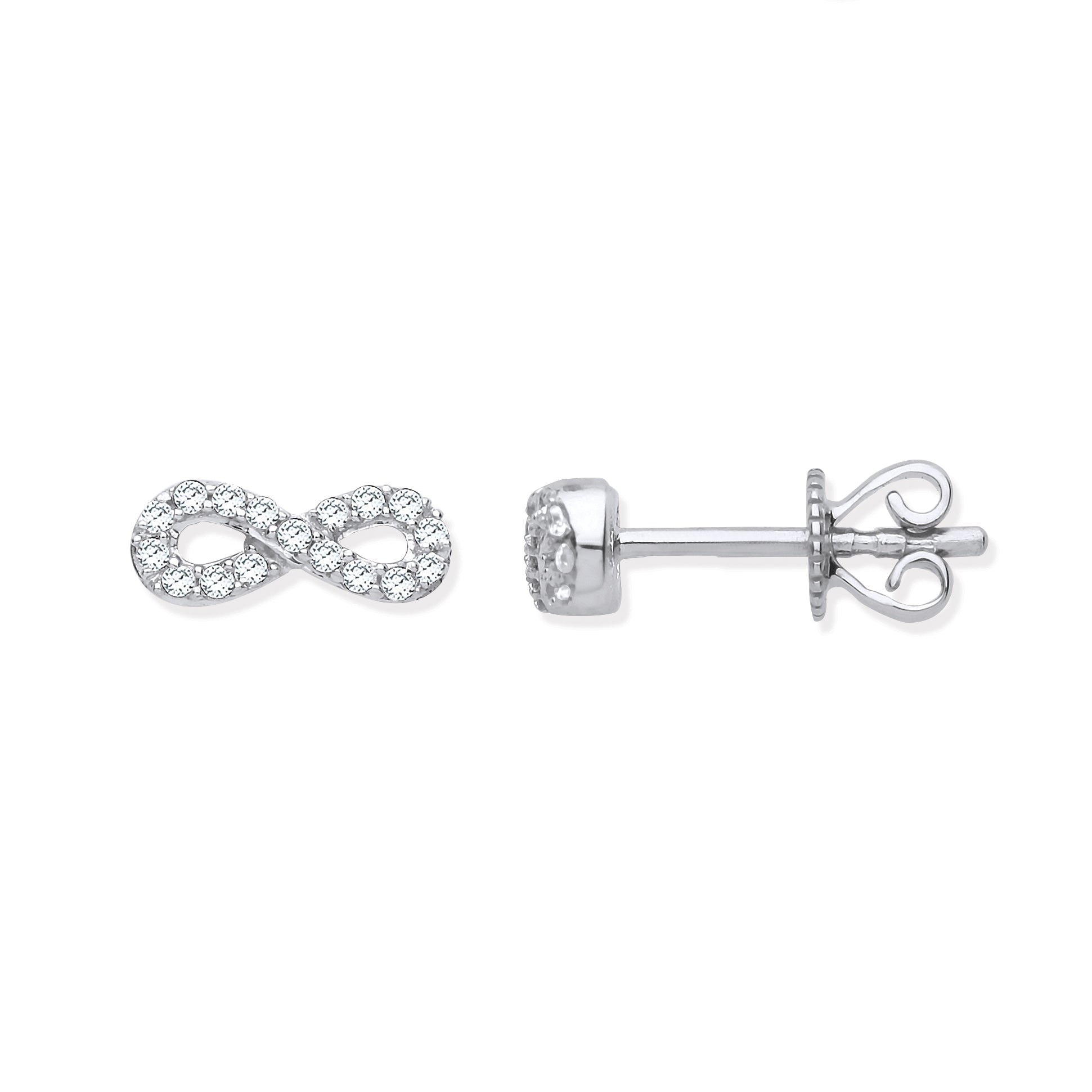 9ct White Gold Infinity 0.15ctw Diamond Studs - Precise Jewellers