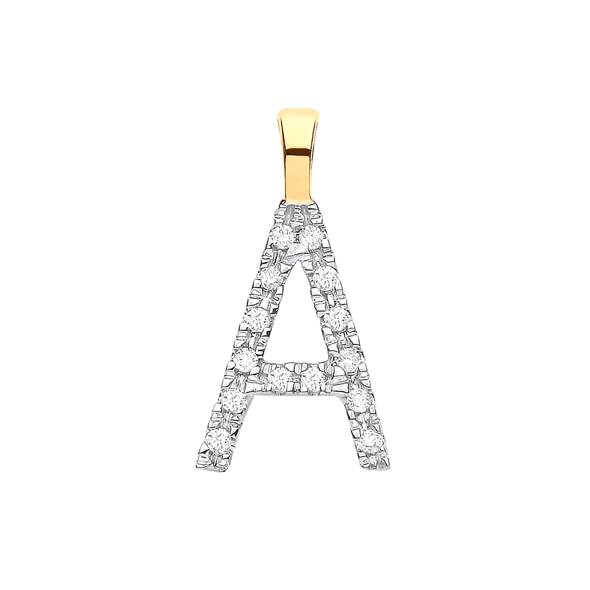 9ct Yellow Gold 0.05ct Diamond A Initial - Precise Jewellers
