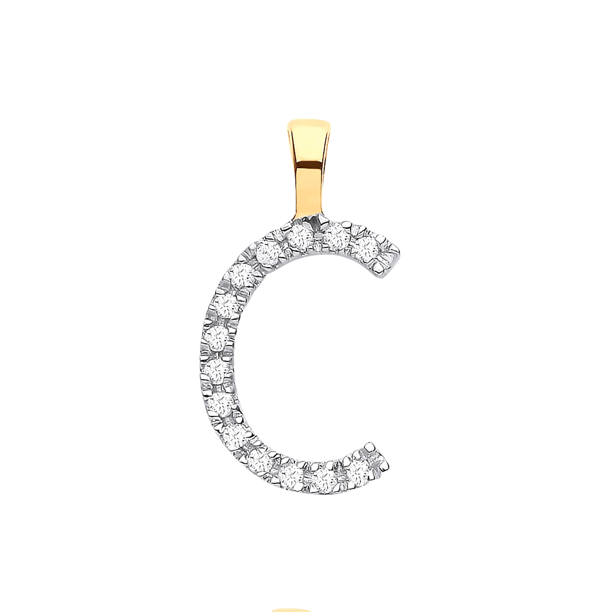 9ct Yellow Gold 0.05ct Diamond C Initial - Precise Jewellers