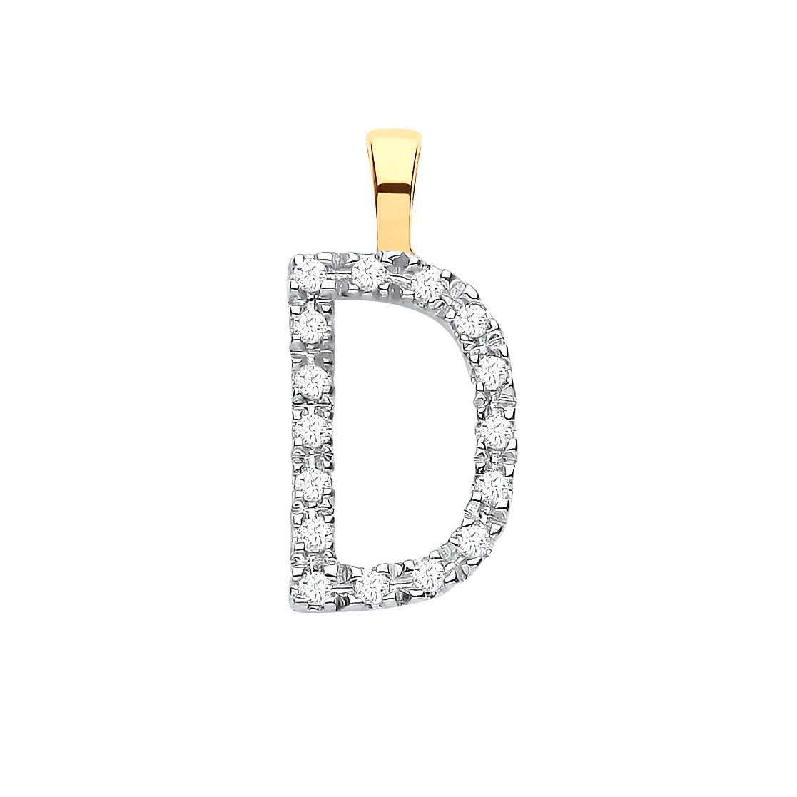 9ct Yellow Gold 0.05ct Diamond D Initial - Precise Jewellers