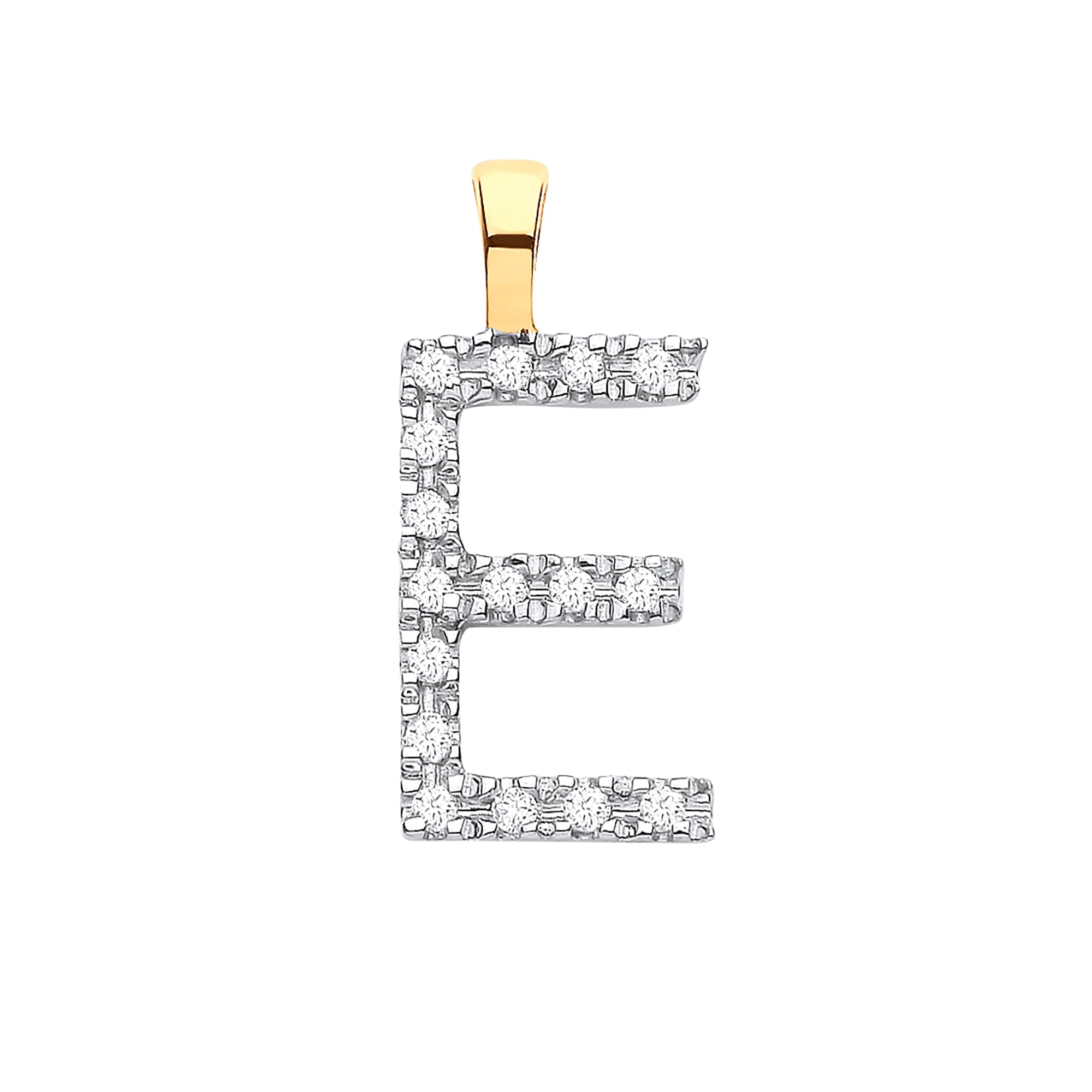 9ct Yellow Gold 0.05ct Diamond E Initial - Precise Jewellers