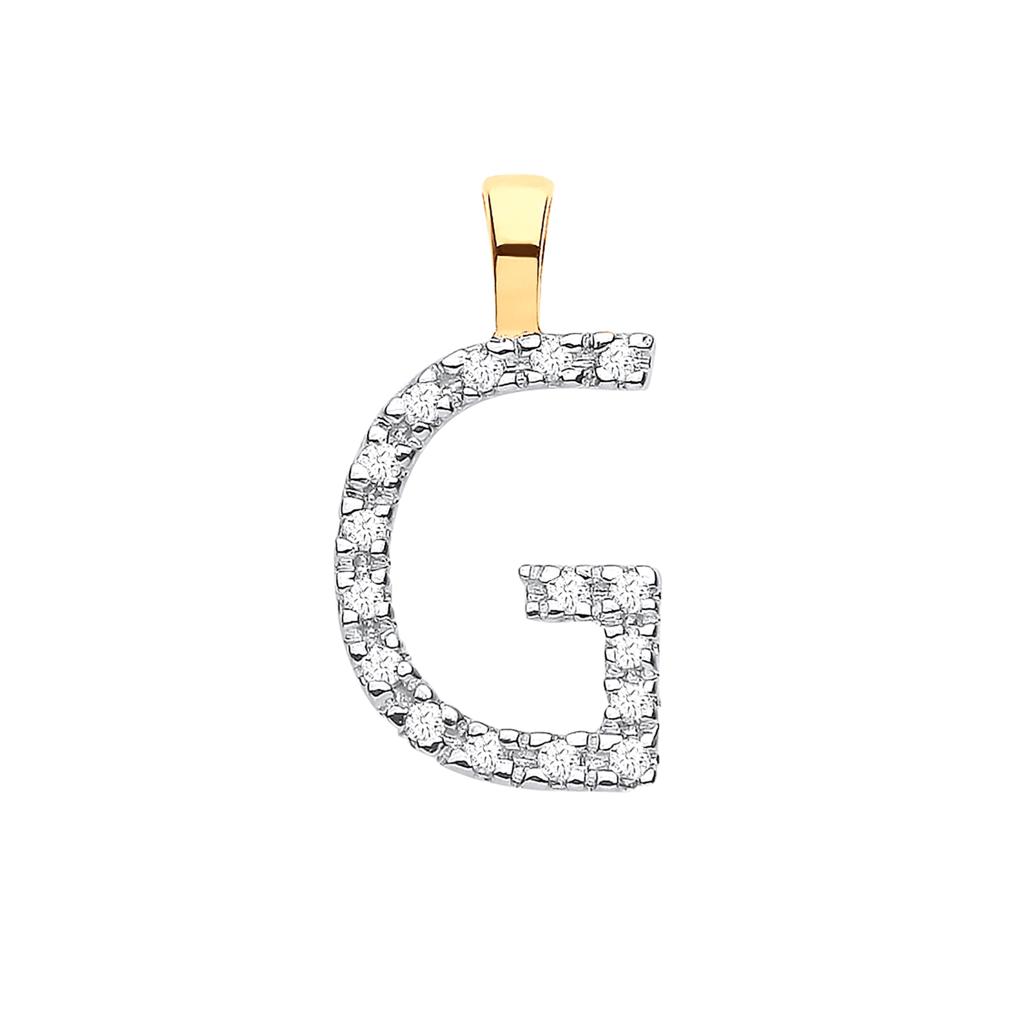 9ct Yellow Gold 0.05ct Diamond G Initial - Precise Jewellers