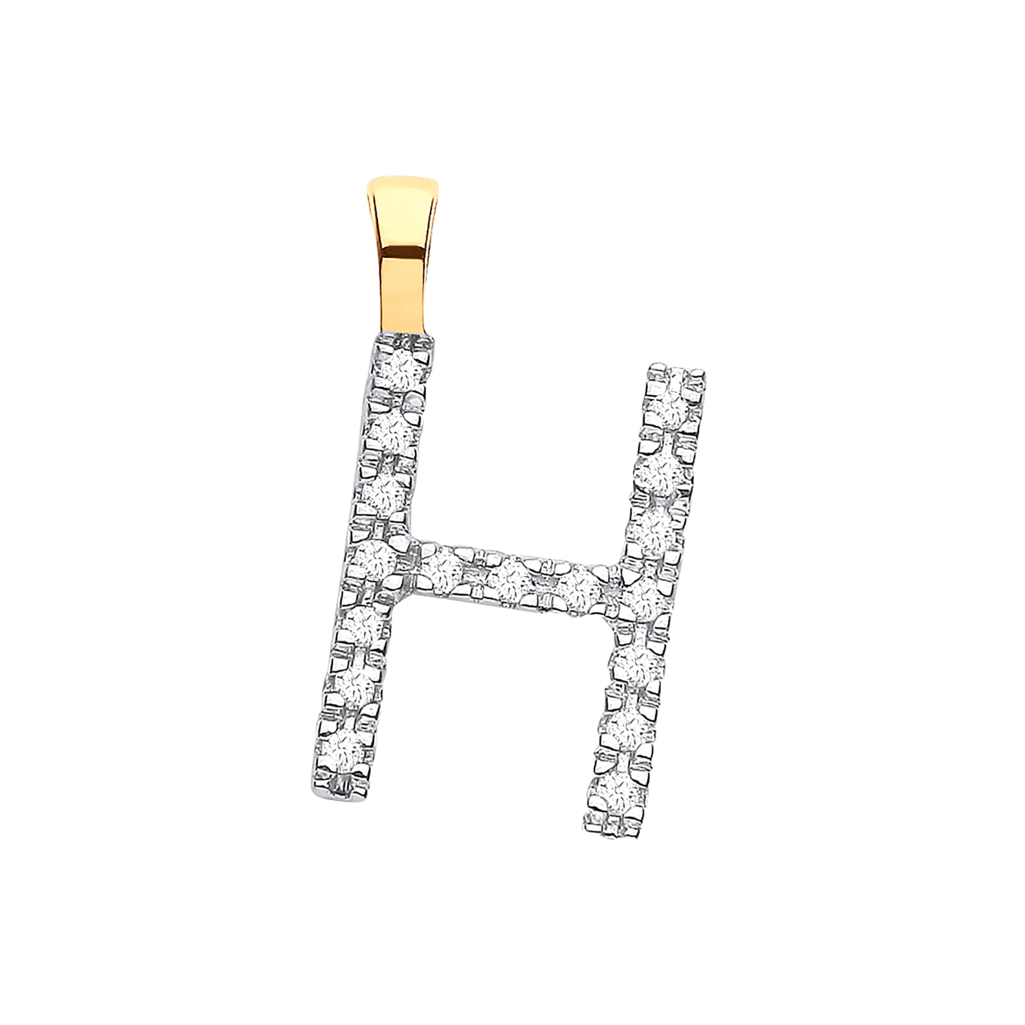 9ct Yellow Gold 0.05ct Diamond H Initial - Precise Jewellers