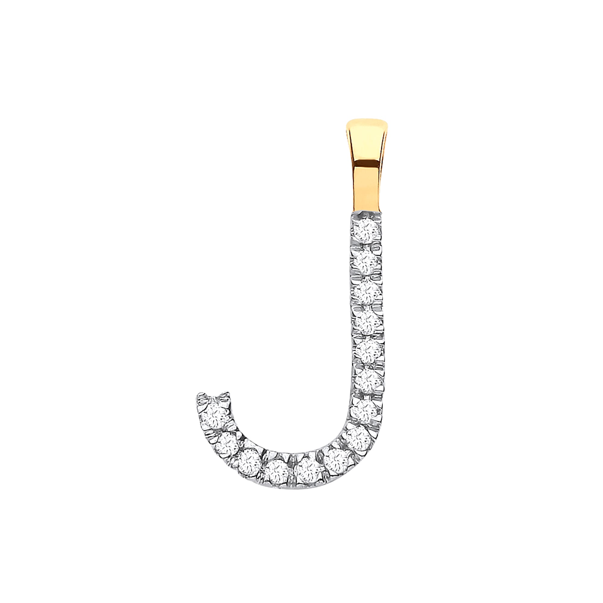 9ct Yellow Gold 0.05ct Diamond J Initial - Precise Jewellers