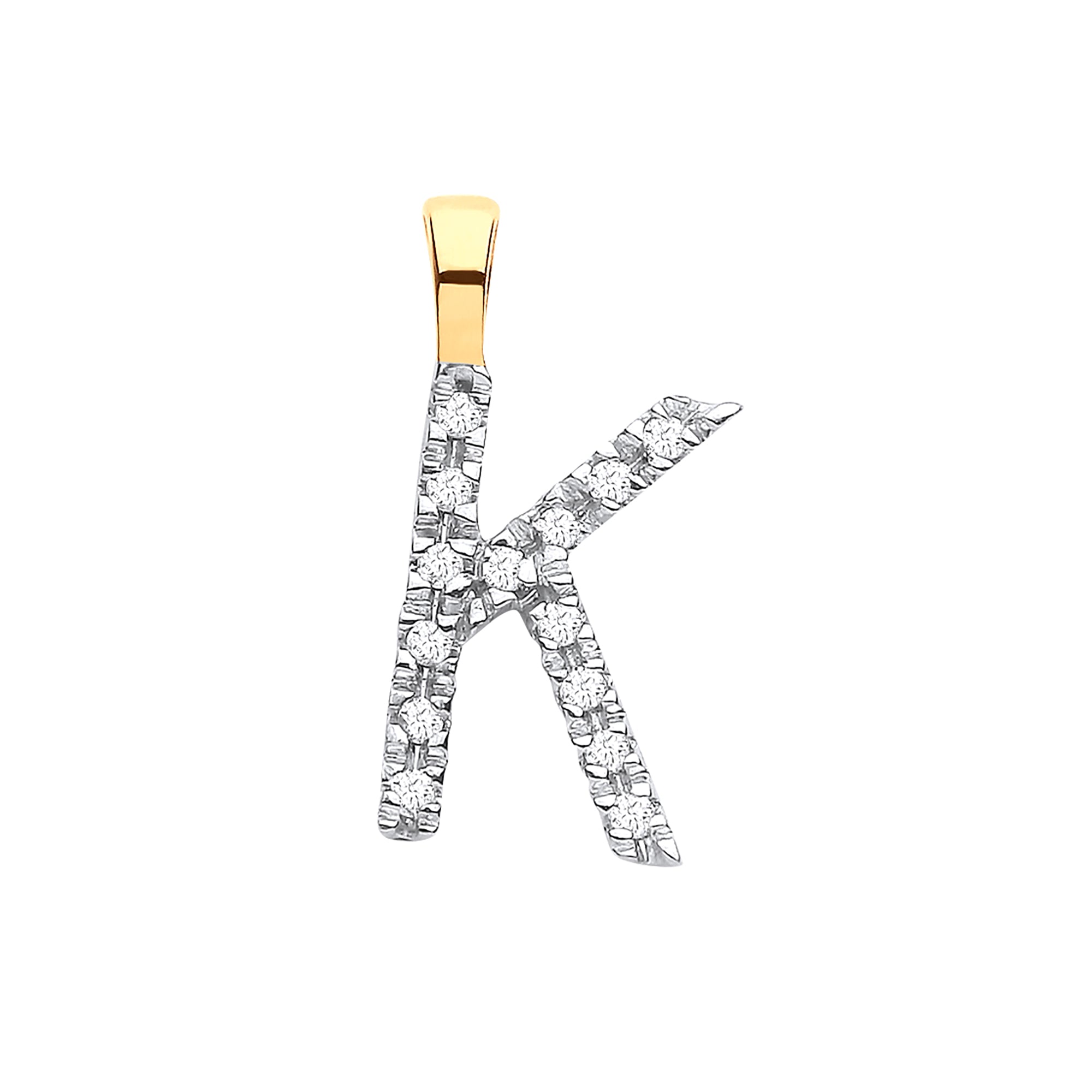 9ct Yellow Gold 0.05ct Diamond K Initial - Precise Jewellers