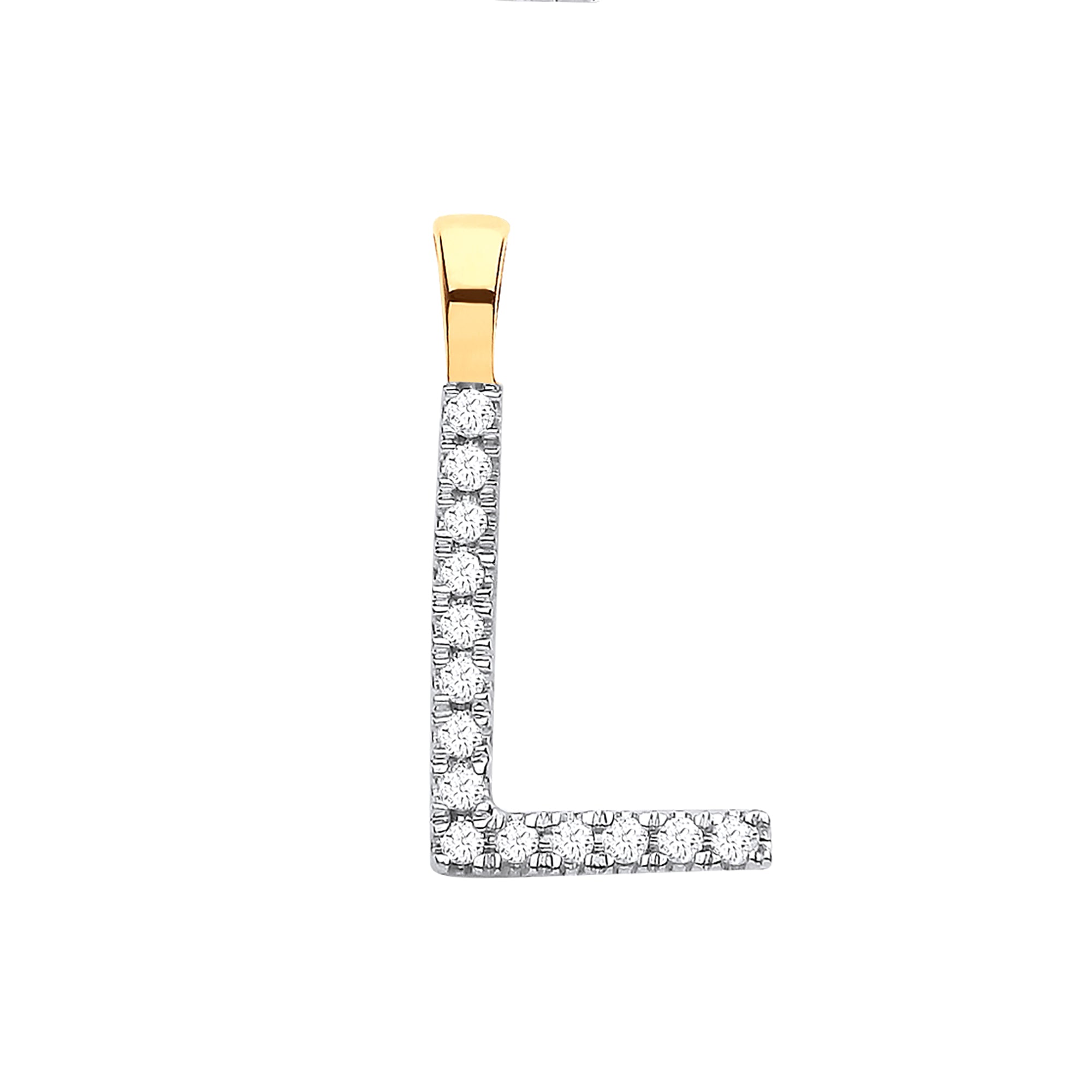 9ct Yellow Gold 0.05ct Diamond L Initial - Precise Jewellers