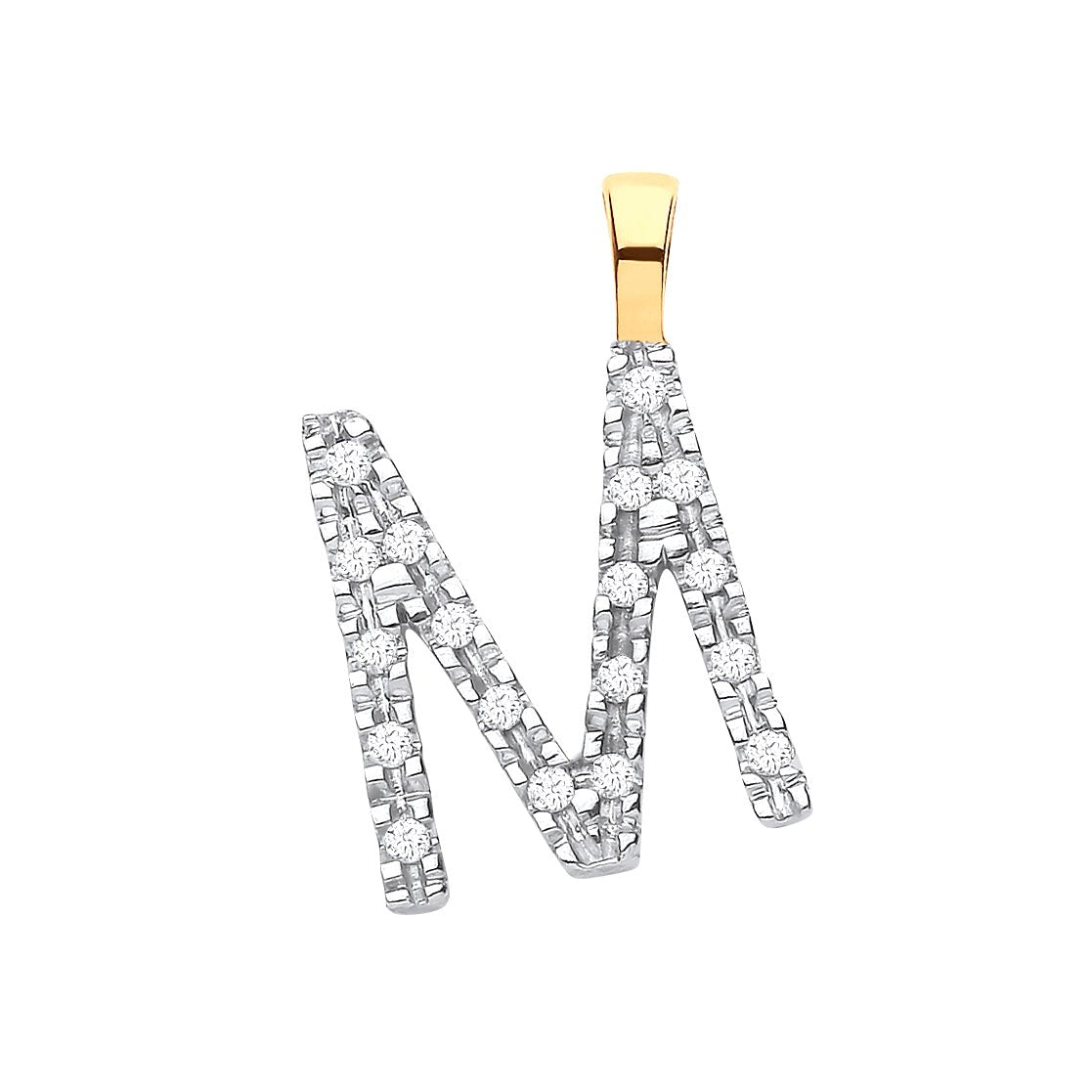 9ct Yellow Gold 0.05ct Diamond M Initial - Precise Jewellers