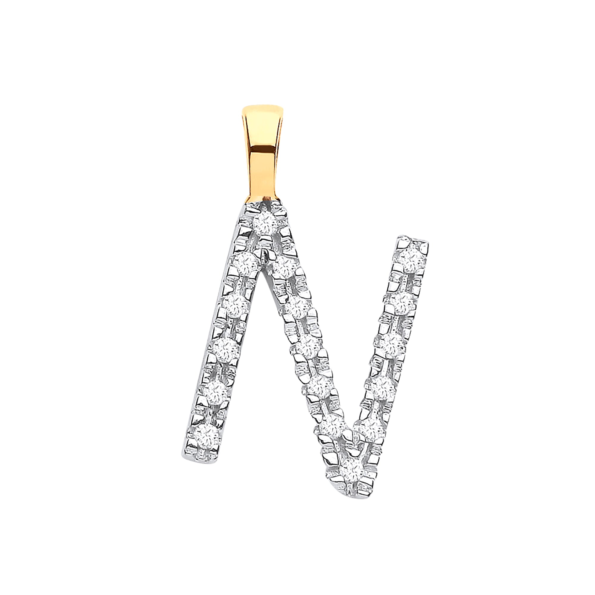 9ct Yellow Gold 0.05ct Diamond N Initial - Precise Jewellers