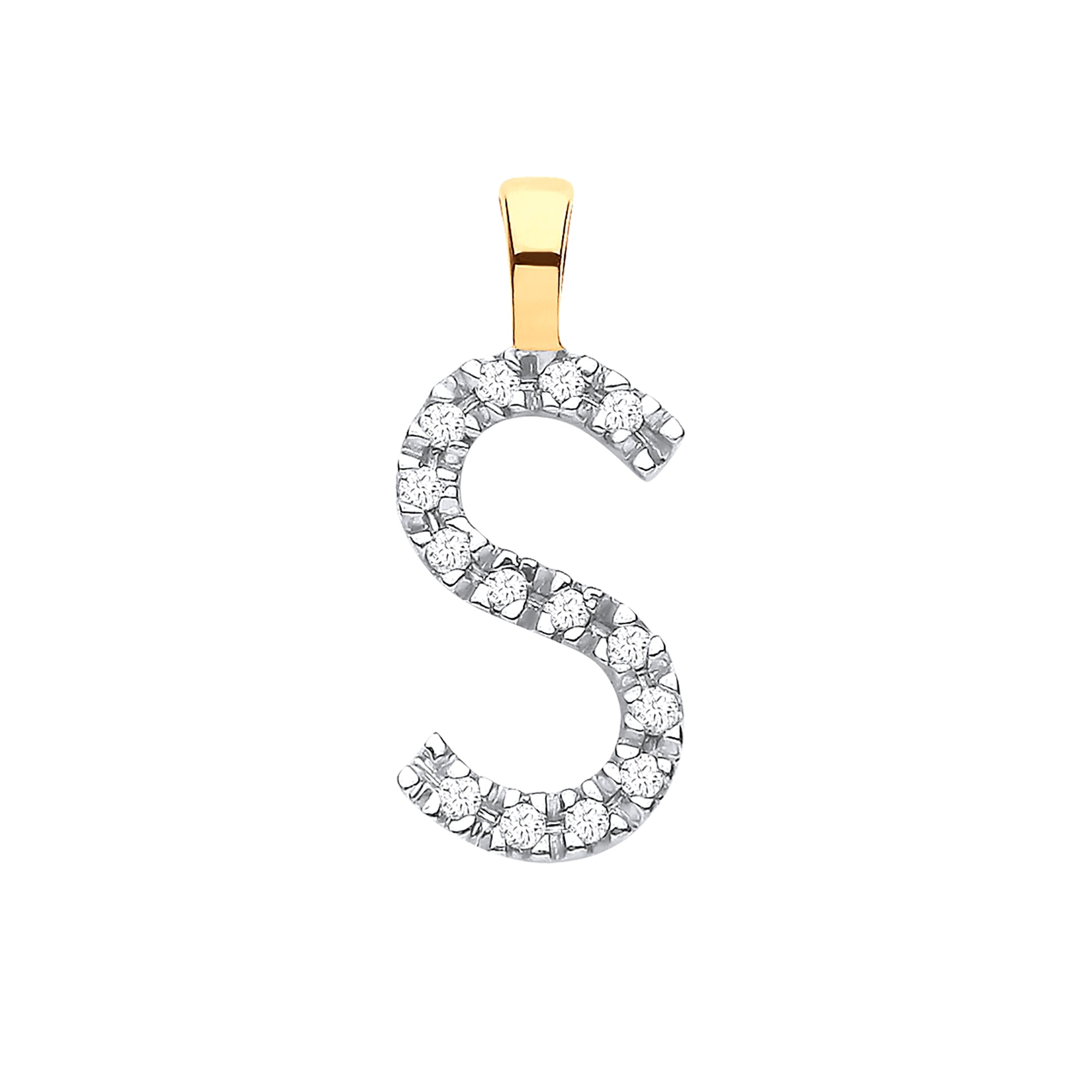 9ct Yellow Gold 0.05ct Diamond S Initial - Precise Jewellers