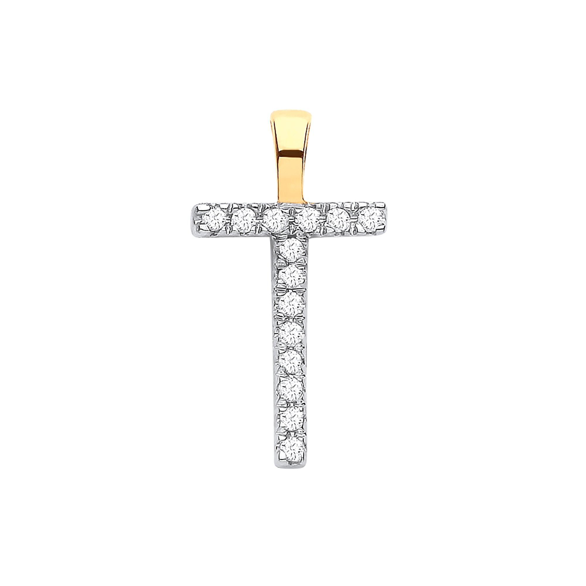 9ct Yellow Gold 0.05ct Diamond T Initial - Precise Jewellers