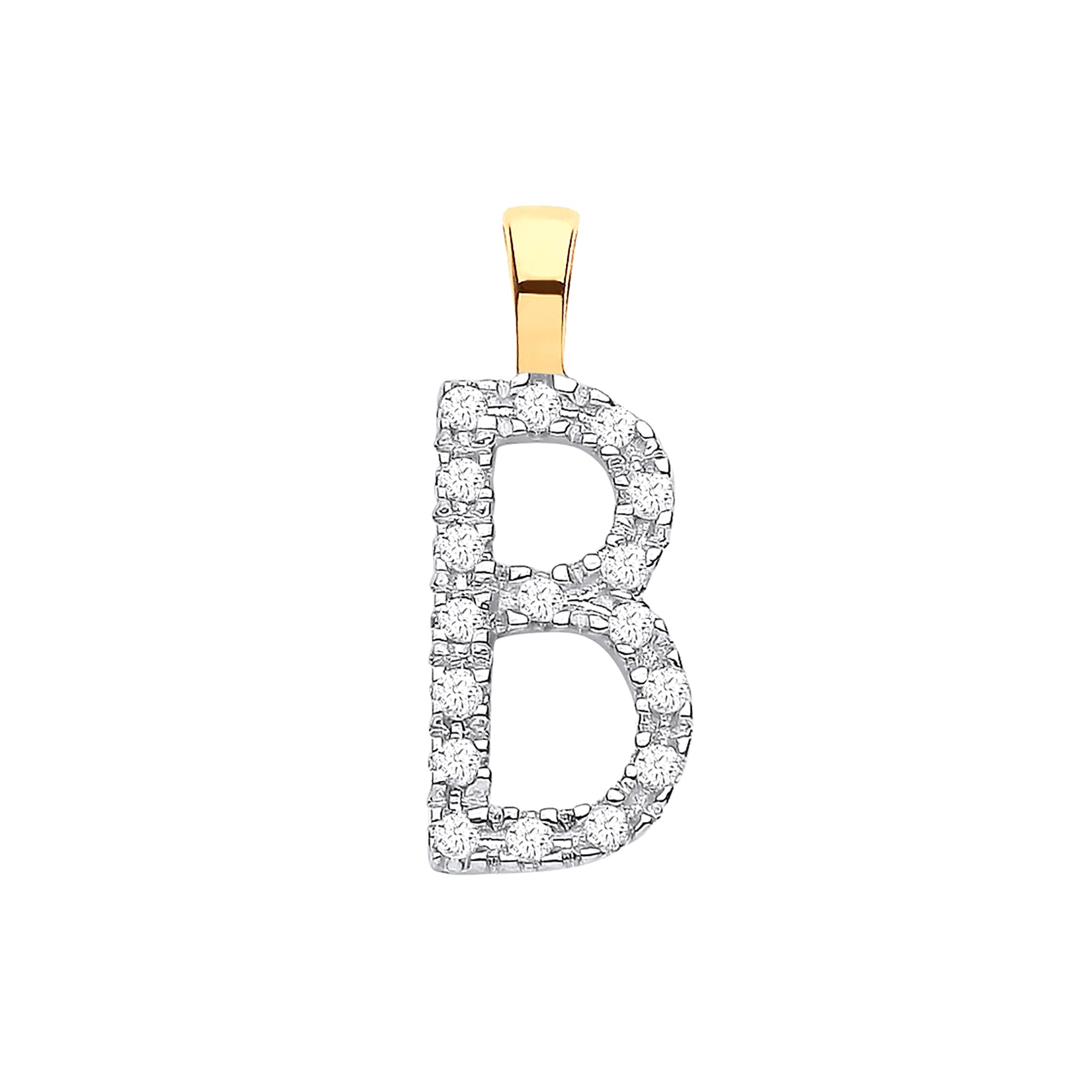9ct Yellow Gold 0.06ct Diamond B Initial - Precise Jewellers