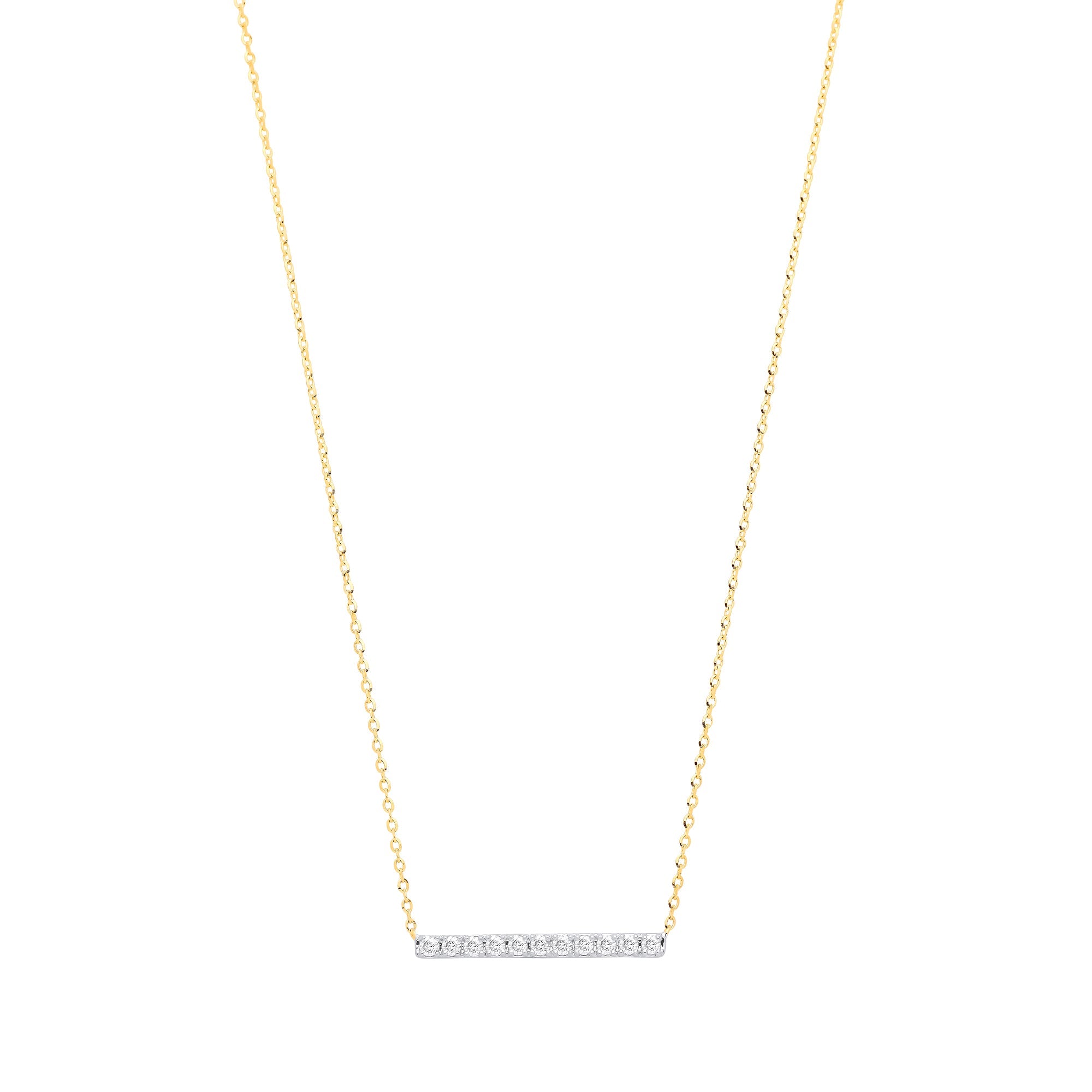 9ct Yellow Gold 0.20ct Diamond Bar Necklace - Precise Jewellers