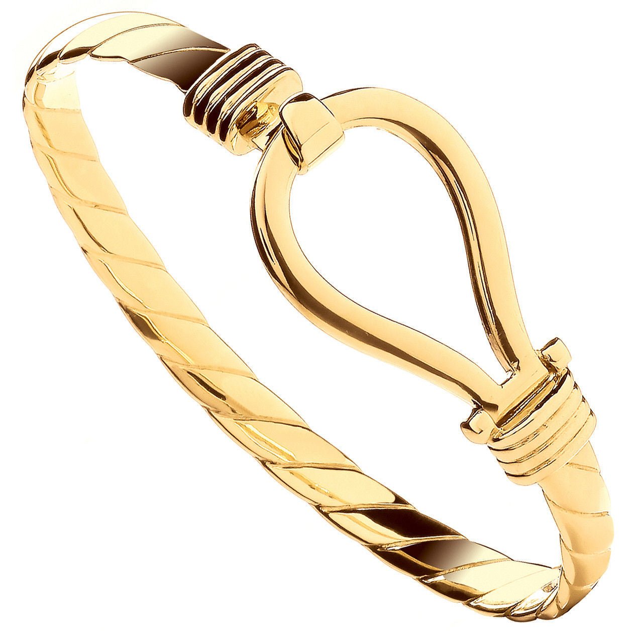 9ct Yellow Gold Hook Gents 6.5mm Bangle - Precise Jewellers