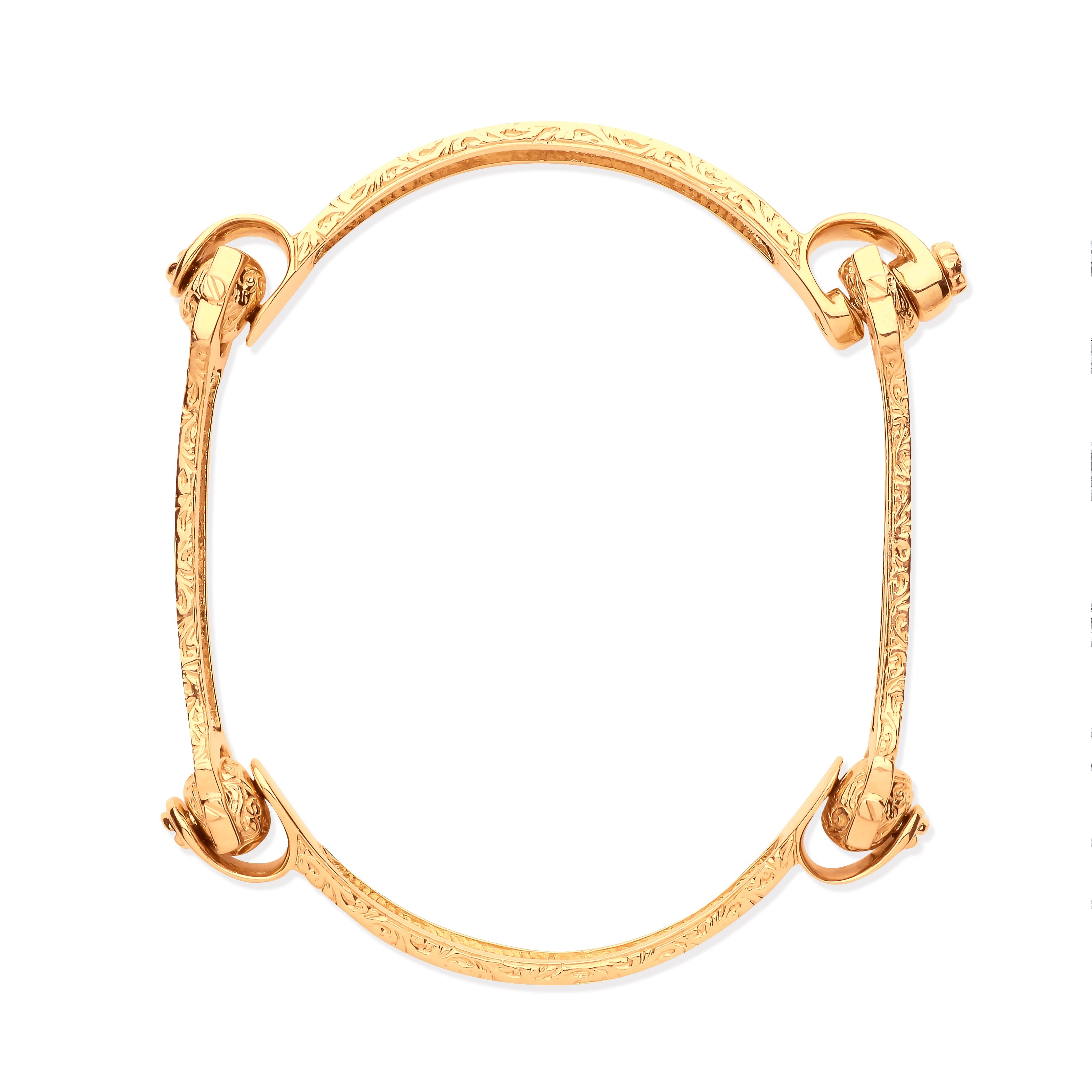 Yellow gold bone design mens bangle detail view Solid gold mens bangle side profile Gold bone pattern bangle on wrist Mens yellow gold bangle close-up detail