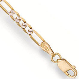 9ct Yellow Gold Rhodium Plated Figaro Anklet