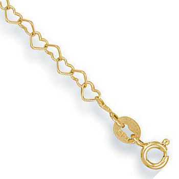9ct Yellow Gold Heart Anklet