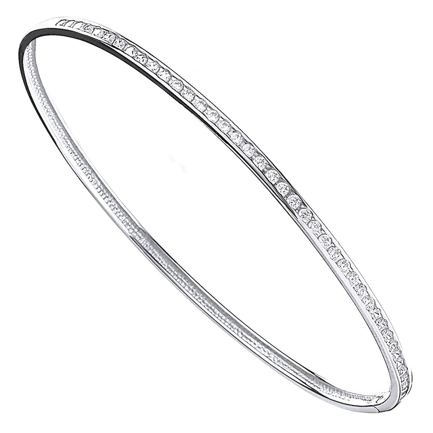 9ct White Gold Cubic Zirconia 3mm Bangle