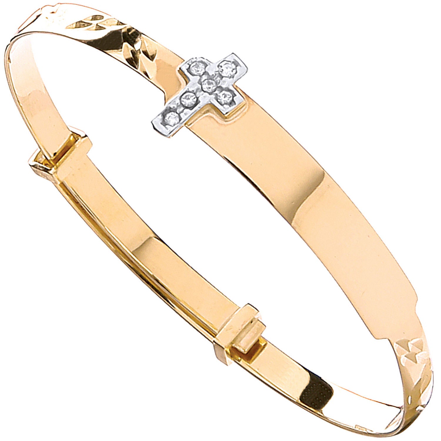 C Expandable Baby Bangle Cz Cross